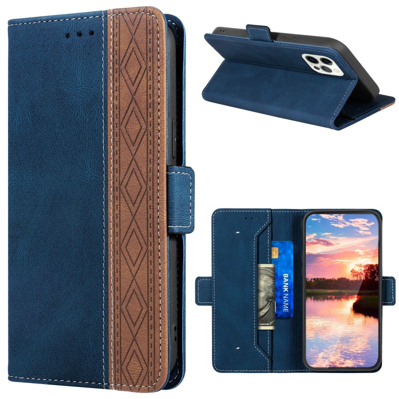 Business Splicing Mobile Phone Leather Case with Magnetic Flip Cover